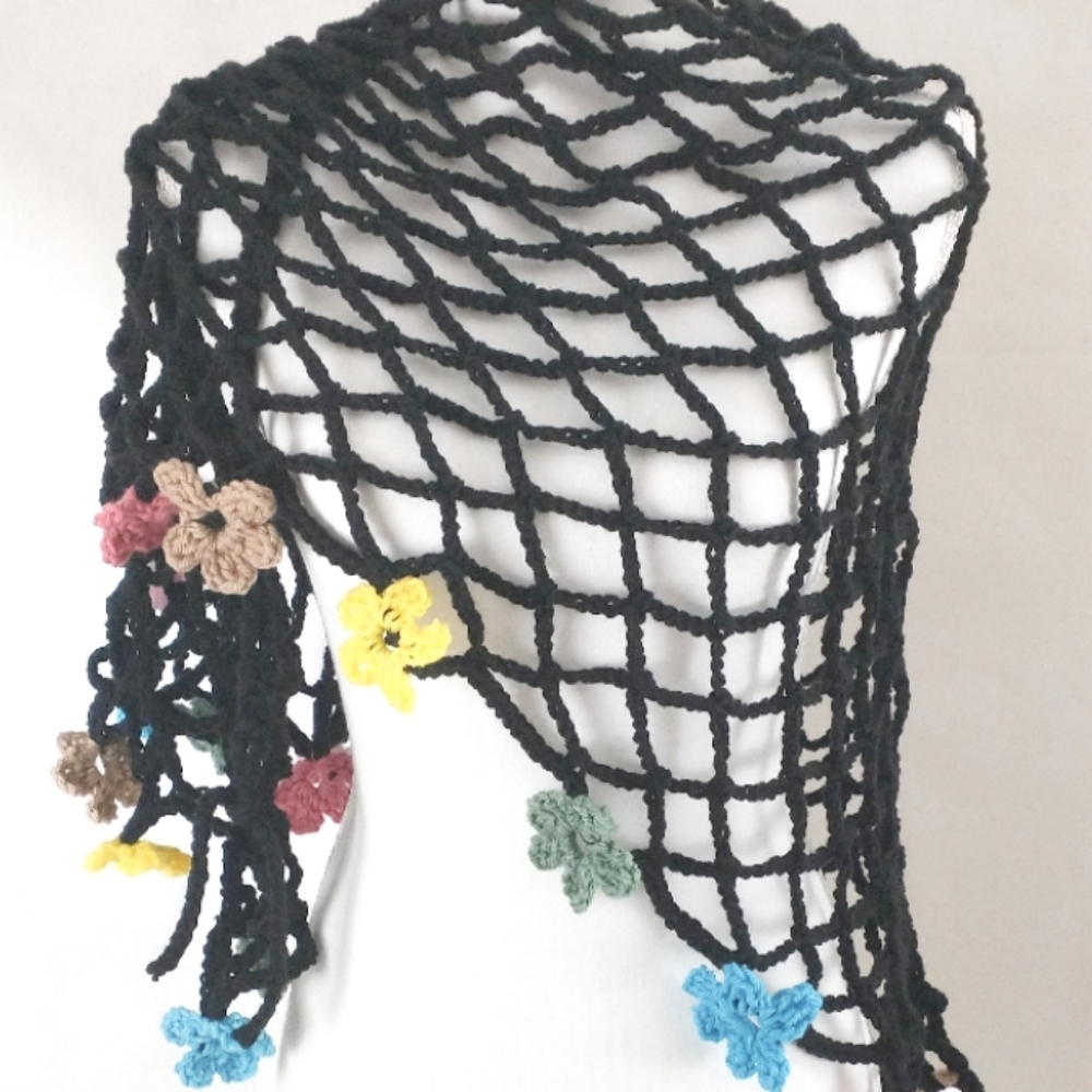 🟠 Poncho Cape Boho Handmade Crochet